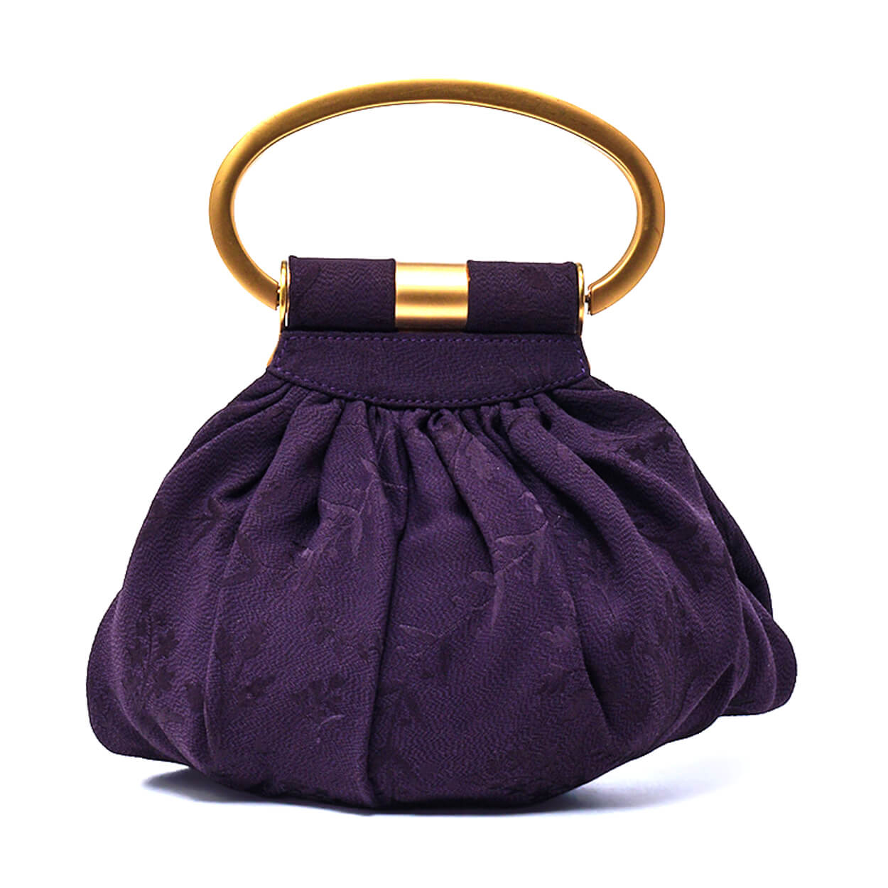 Christian Dior - Vintage Damson Silk & Gold Toned Ring Top Handle Bag